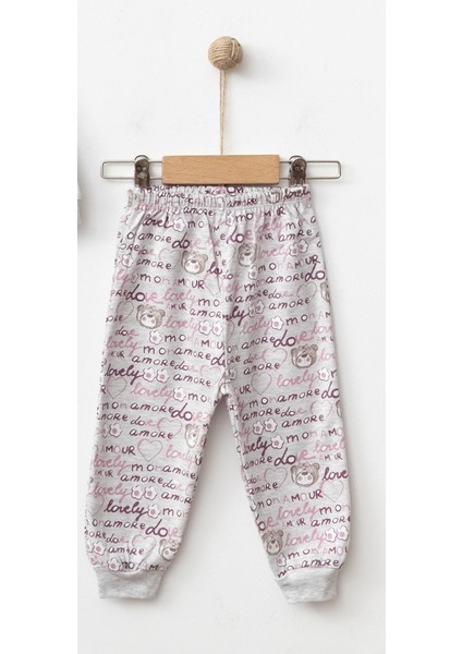 Ayı Baskılı Karyokalı Pamuklu Kumaş Alt-Üst Bebek Takımı indirimleri