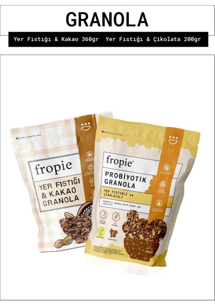 Yer Fıstığı Kakao ve Probiyotik Yer Fıstığı Çikolata Granola Paketi X2