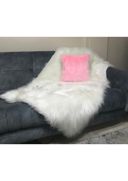 Peluş Koltuk Şalı - Beyaz