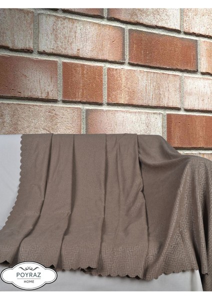 Mat Desenli Şönil Koyu Vizon Çift Taraflı Koltuk Çekyat Örtüsü Şalı