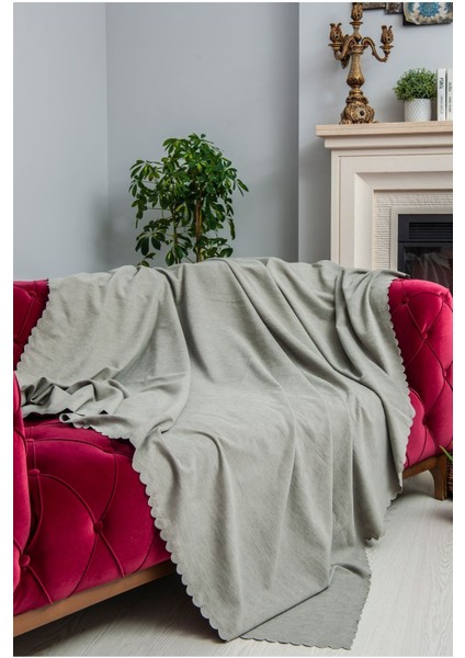 Koltuk Örtüsü | Çekyat Örtüsü | Koltuk Şalı 175X215 Mikrofiber Şönil Çift Taraflı Kaymaz | Taş