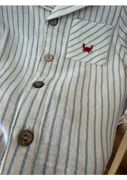 aden Düğün Özel Gün Doğum Günü Marine Çizgili Keten Gömlekli Şortlu Erkek Bebek Takım fırsatları