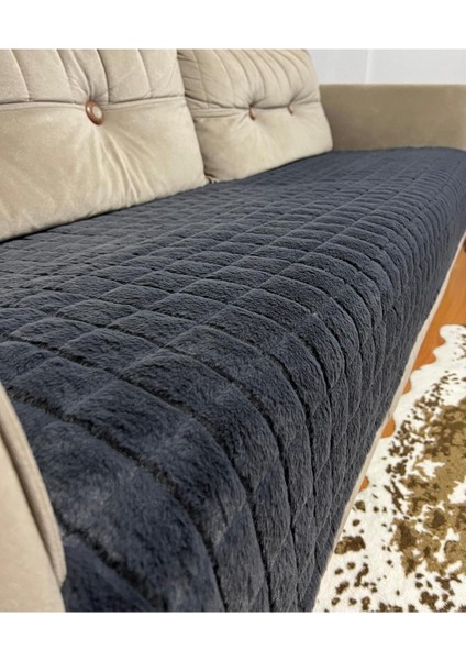 Puffy Bubble Tavşan Tüyü Kaymaz Taban Çekyat Koltuk Örtüsü 75X185(ANTRASİT)