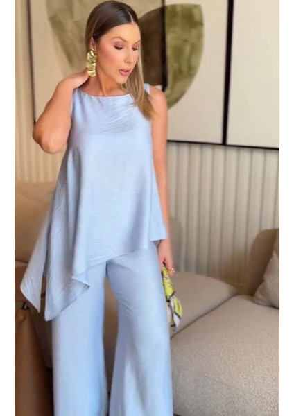Pantalon Bluz Takım Mavi S
