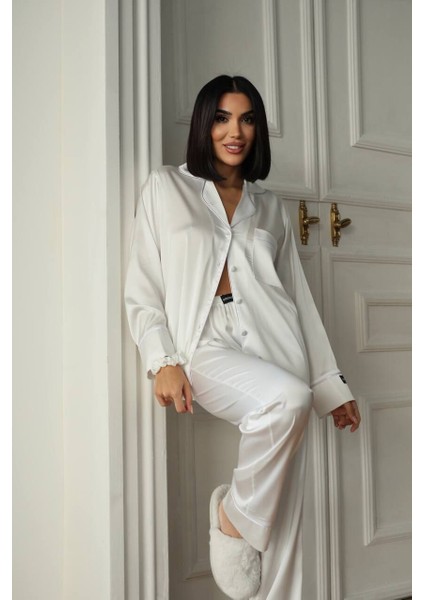 Ipek Saten Pijama Beyaz - M fiyatları