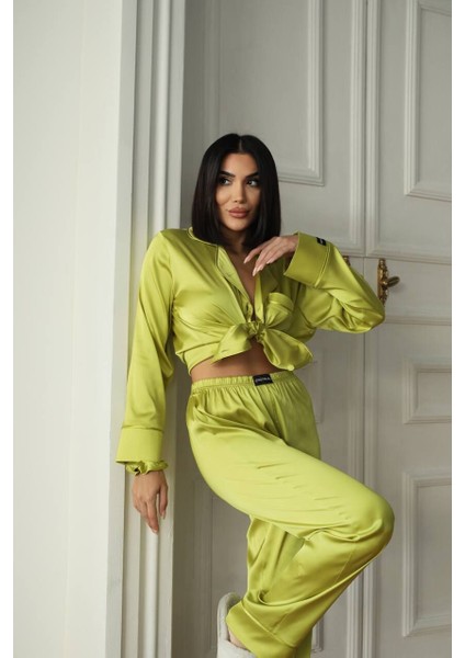 Ipek Saten Pijama Yağ Yeşili - Xl fiyatları