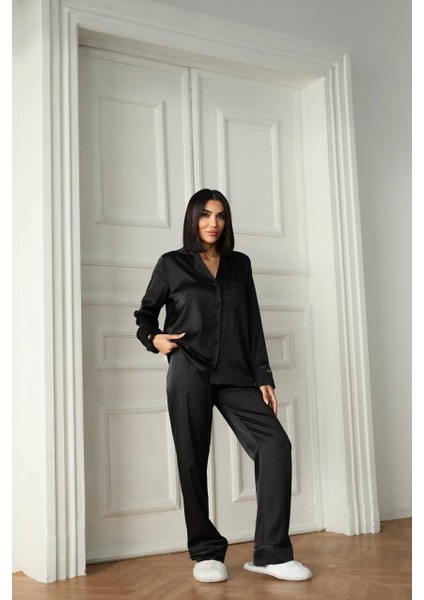 Ipek Saten Pijama Siyah - Xl modelleri
