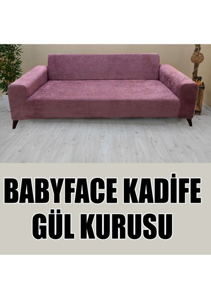Babyface Kadife Kumaş 2 Adet Üçlü & Çekyat- 2 Adet Tekli Set Koltuk Kılıfı