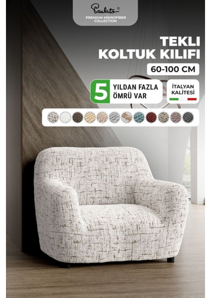 Lastikli Esnek ve Yıkanabilir Tek Kişilik Koltuk Örtüsü Koltuk Kılıfı - Beyaz