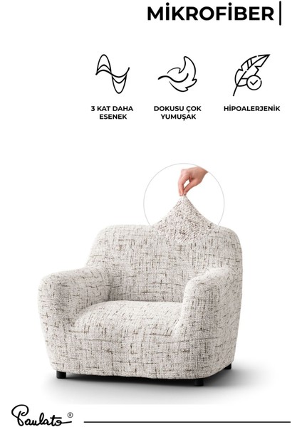 Lastikli Esnek ve Yıkanabilir Tek Kişilik Koltuk Örtüsü Koltuk Kılıfı - Beyaz modelleri