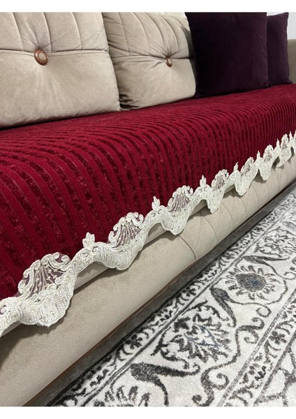 Dnteli Bambu Çizgili Süngerli Kadife Kaymaz Çekyat Koltuk Örtüsü (85X210) fiyatları