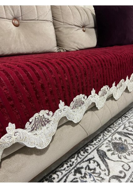 Dnteli Bambu Çizgili Süngerli Kadife Kaymaz Çekyat Koltuk Örtüsü (85X210) modelleri