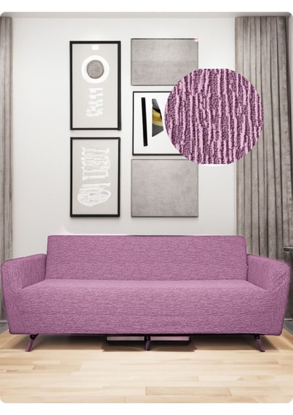 Streç Lastikli Esnek Yıkanabilir Pamuklu Jakarlı Desen 3*kişilik Koltuk Örtüsü Koltuk Kılıfı (Tek)