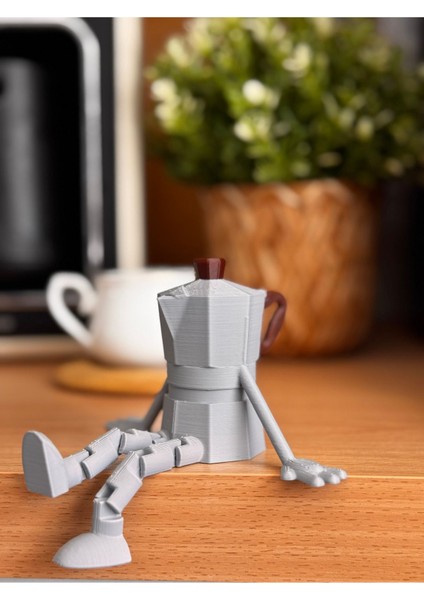 3D Kahve Köşesi Sevimli Biblo Seti 3'lü,kahve Çekirdeği,beyaz Kahve Kupası,moko Pot,coffee Set
