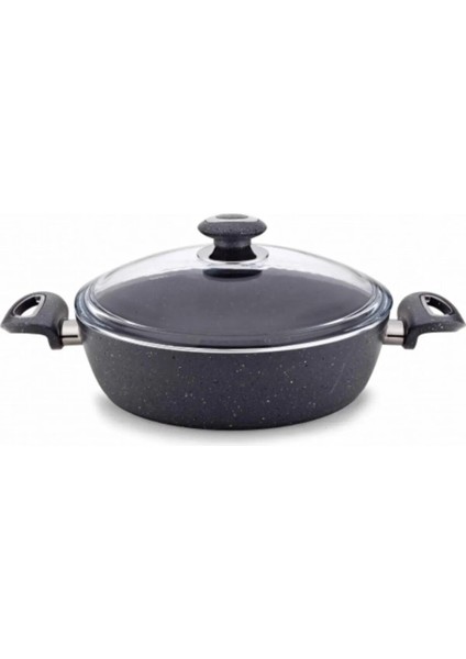 Granit Basık Tencere 32 cm Gri
