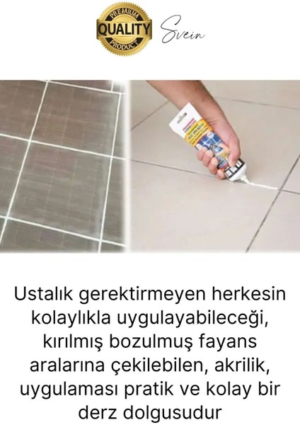 Premium Fayans Arası Bej Hazır Derz Dolgu Gaga Uç Tüp Mermer Mutfak Banyo Zemin Duvar Onarıcı indirimleri