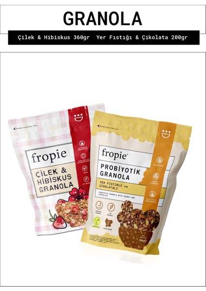 Çilek Hibiskus ve Yer Fıstığı Çikolata Granola Paketi X2