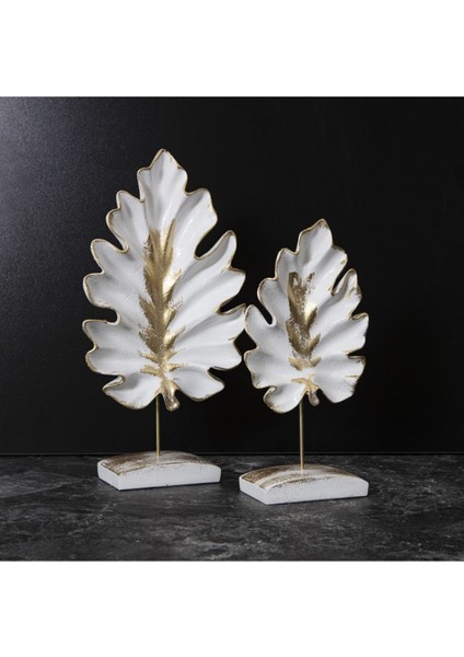 Beyaz ve Gold Çınar Yaprak 2'li Set