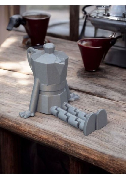 Sevimli Kahve Figür Biblo Seti (3'lü)/kahve Köşesi Dekor,kahve Fincanı, Kahve Çekirdeği ve Moka Pot