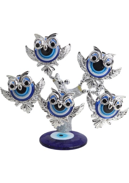 Feng Shui Nazar Boncuğu Çiçeği Hayat Ağacı Biblo Servet Çakra Şans Ağacı Mavi Göz Baykuş 15 cm . fiyatları