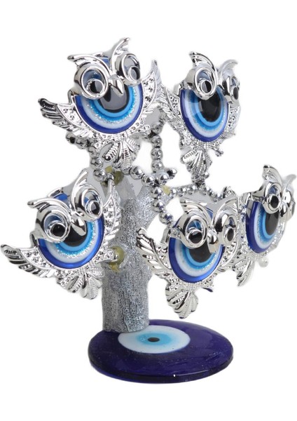 Feng Shui Nazar Boncuğu Çiçeği Hayat Ağacı Biblo Servet Çakra Şans Ağacı Mavi Göz Baykuş 15 cm . fırsatları