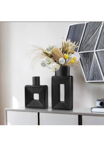 Geometrik Bohem Vazo Set Siyah/ Ev Dekorasyonu/ Dekoratif Biblo fiyatları