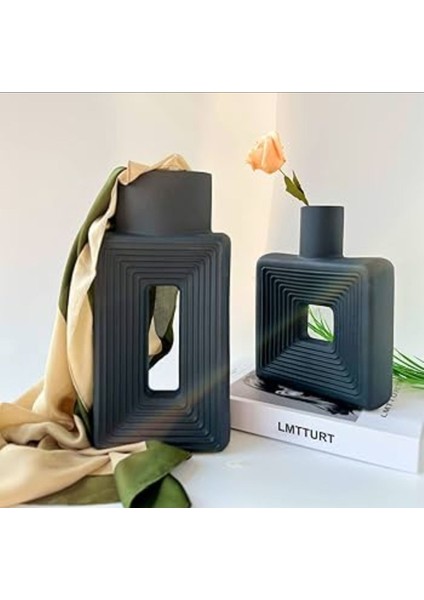 Geometrik Bohem Vazo Set Siyah/ Ev Dekorasyonu/ Dekoratif Biblo fırsatları