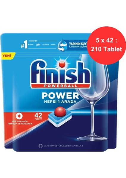 Hepsi Bir Arada Bulaşık Tableti | 5 Paket | Toplam 210 Yıkama | Ekonomik Süper Set