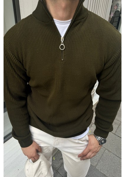 Erkek Yarım Fermuarlı Dik Yaka Kalın Kazak Triko fiyatları