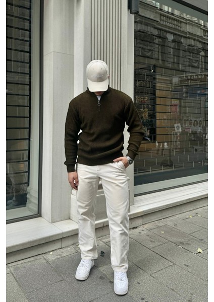 Erkek Yarım Fermuarlı Dik Yaka Kalın Kazak Triko modelleri