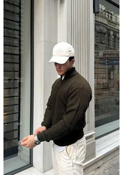 Erkek Yarım Fermuarlı Dik Yaka Kalın Kazak Triko indirimleri