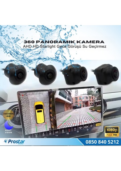 Full Hd 360 Derece Kamera Seti Ahd 720P/1080P Dönüşümlü Ekran Uyumlu