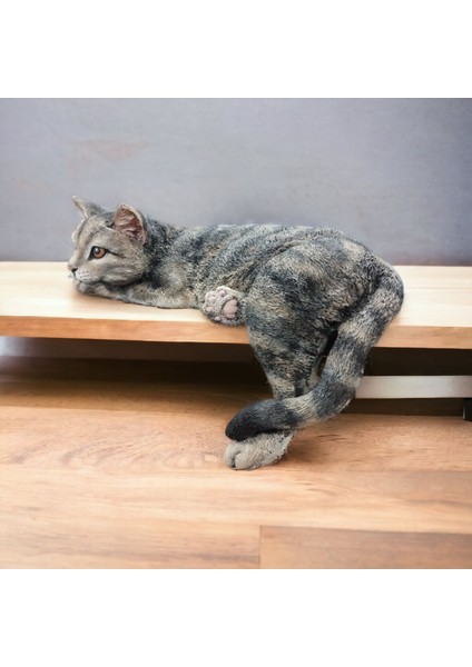 Sarkan Gri Kedi Heykeli - Dekoratif Hediyelik Ev Aksesuarları - Biblo fiyatları