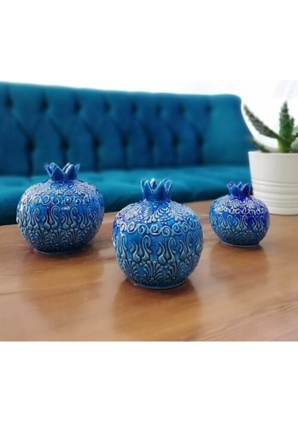 3'lü Set El Işi Çini Turkuaz Mavi Nar Takımı