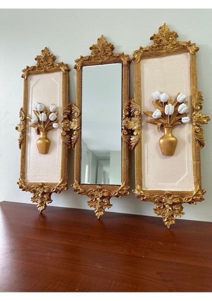 Ayna ve Tablo 3 Lü Duvar Askısı Modern Tasarım