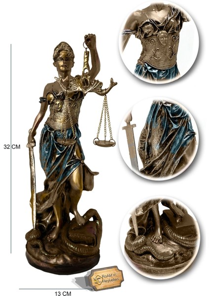 Hediyelik Dekoratif Obje Heykel Biblo Adalet Terazisi Heykeli Themis 32 cm . fiyatları