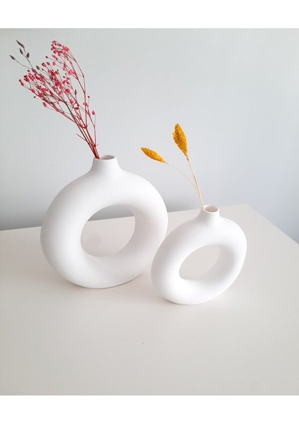 Bohem Beyaz Halka Vazo Dekoratif Aksesuar fiyatları