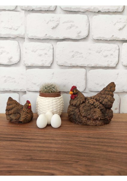 Sepet Saksı ve Minik Yumurtalı 2'li Tavuk Biblo