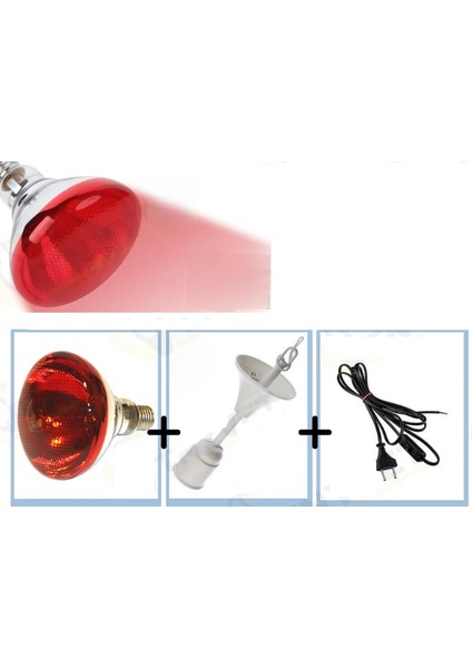 Isıtıcı Lamba 250 Watt + E27 Seramik Duy+2 m Fişli Kablo Avantajlı Set