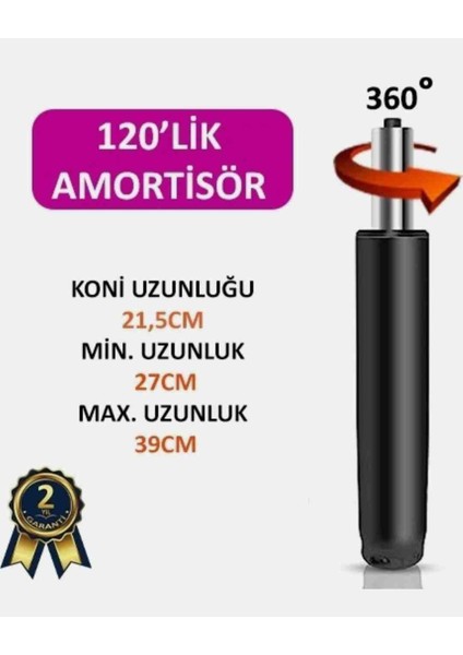 Sandofis 3 Class 120'LİK Siyah Amortisör+Ithal Tek Kollu Tilting Mekanizma(15×25 cm )