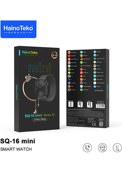 Haino Teko Germany SQ16 Mini Akıllı Saat, 3 Kordon 1 Adet Bileklik