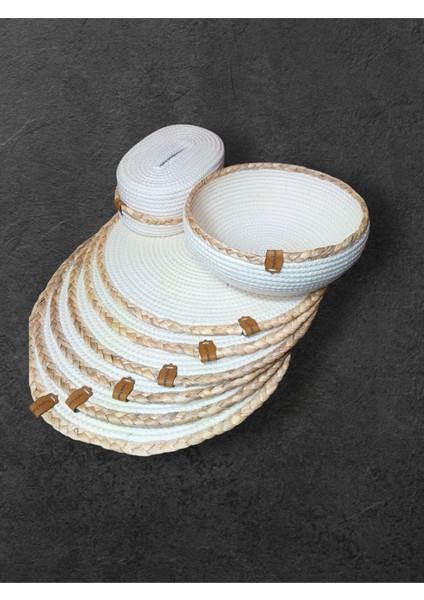 Tuğba Hand Made supla Runner.6 Kişilik 8 Parça Supla Takımı Amerikan Servisi Sofra Düzenleyici