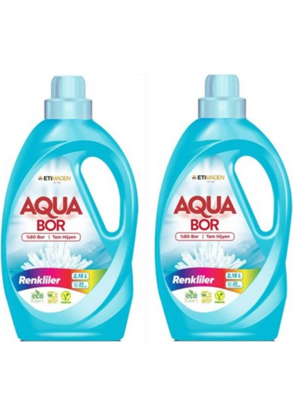 Aquabor Doğal Mineralli Sıvı Çamaşır Deterjanı Renkliler Için 2 Adet 66 Yıkama