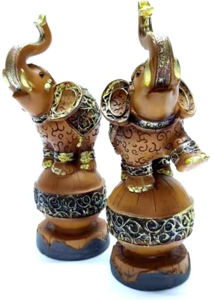Dekoratif Şımarık Fil Kardeşler Top Üstünde Akrobat Fil Set