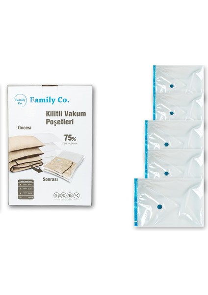 Co. Vakumlu Hurç Poşet Setleri 5 Parça 50X70-2, 60X80-2, 80X100-1