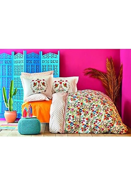 Metrashop Home Parlin FUŞYA Pamuk Çift Kişilik Nevresim Takımı
