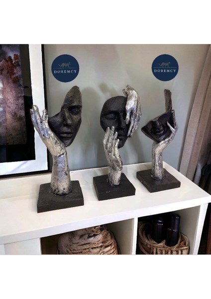 Dekoratif El Detaylı 3’lü Biblo Seti – Modern & Minimalist Tasarım Gümüş fiyatları
