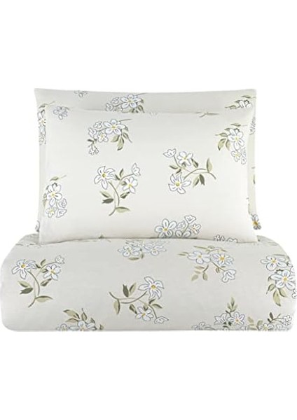 Metrashop Home Pitaya Çift Kişilik Nevresim Takımı - Pamuk, Çift Taraflı Nevresim Yastık, Düğmeli 4 Parça Desenli, Yumuşak ve Nefes Alabilir, Çift Kişilik Nevresim Takımı (Çiçekli)