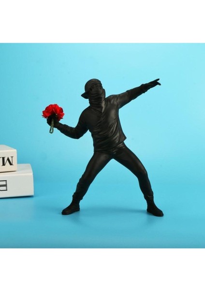 Banksy Çiçek Atan Adam Modern Biblo Ev Ofis Dekor Hediye