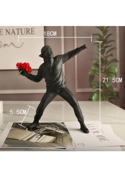 Banksy Çiçek Atan Adam Modern Biblo Ev Ofis Dekor Hediye